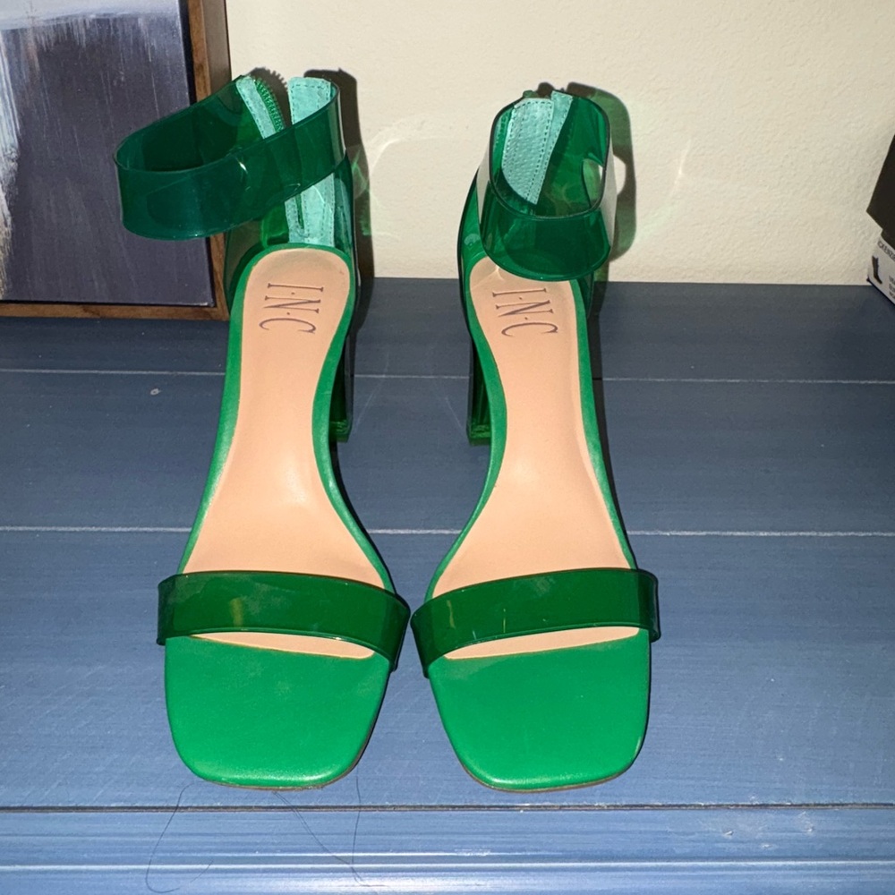 INC International Concepts Green Heeled Mules
